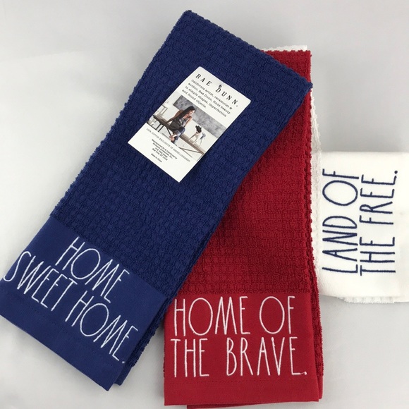 Rae Dunn, Patriotic set of 3 dish towels. NWT